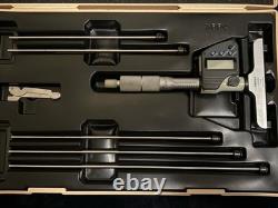 Mitutoyo 329-350-10 Digimatic LCD 0-6 Depth Micrometer Japan with Case & Rods