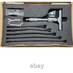 Mitutoyo 329-511-30 DMC100-150DM Depth Gauge Micrometer Full Set In Case