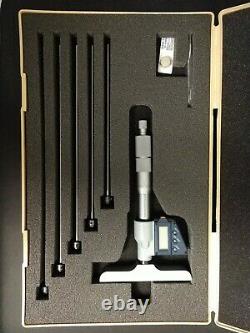 Mitutoyo 329-711-30 Set Digital Depth Micrometer with 6 Rods Grey