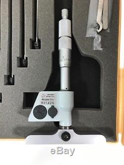 Mitutoyo 329-711 Digital Depth Micrometer Interchangeable Rods & Case