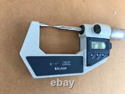 Mitutoyo 342-741-30 Digimatic Point Micrometer, 0-1/0-25mm Range. 00005/0.001