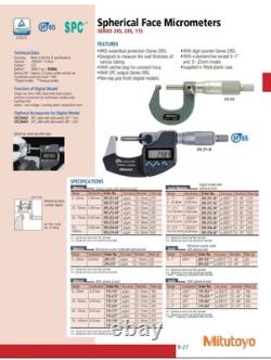 Mitutoyo 395-351-30 Digimatic Spherical Micrometer S-F 0- 1/25mm SPC IP65