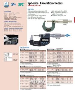 Mitutoyo 395-743-30 Digimatic Spherical Micrometer, 2- 3/25mm S-S SPC IP65