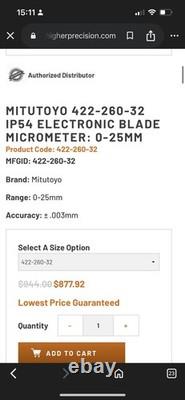 Mitutoyo 422-260-30 Digital Micrometer