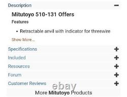 Mitutoyo 510-131 Indicating Micrometer 0-1, 0-25.4mm(BRAND NEW!)