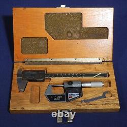 Mitutoyo CD-6B Digital Caliper + 0-1 Digital Micrometer 293-765-10 Wooden Case