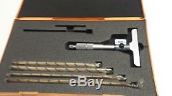 Mitutoyo Depth Micrometer With Digit Counter Rods And Case Model 229-132