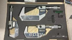Mitutoyo Digimatic Micrometer Set 293-721-30 0-1 722 1-2 723 2-3 0-3 withCase 232A