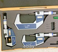 Mitutoyo Digimatic Micrometer Set 293-721-30 0-1 722 1-2 723 2-3 0-3 withCase 232A