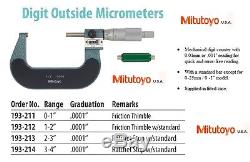 Mitutoyo Digit Outside Micrometers 2-3 NEW 193-213