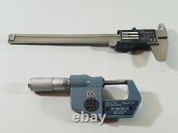 Mitutoyo Digital Caliper 500-196 and Micrometer 293-765-30 in Wood Case