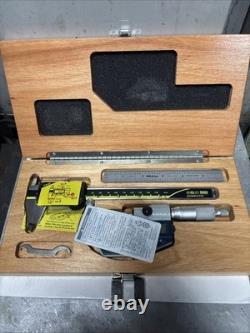 Mitutoyo Digital Caliper And Micrometer Set In Wooden Box Very Nice