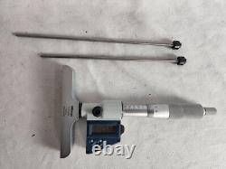 Mitutoyo Digital Depth Micrometer Metric Made In Japan. 001mm 0-75mm 100mm Base