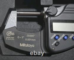 Mitutoyo Digital Micrometer 0-1 Ratchet Stop IP65 Coolant Proof New Battery