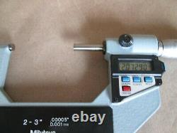 Mitutoyo Digital Micrometer, 2-3 Range, No 293-723-10, Attachments, Case