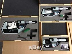 Mitutoyo Digital Micrometer 3 Pc Set, Very Good Condition