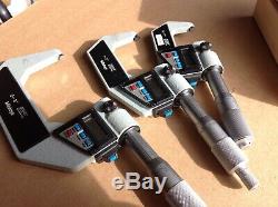 Mitutoyo Digital Micrometer 3 Pc Set, Very Good Condition