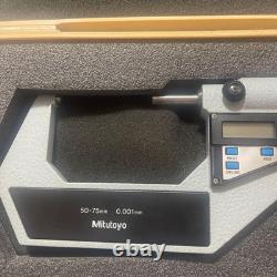Mitutoyo Digital Micrometer 50-75mm IP65 Coolant Proof 0.001mm Japan withCase