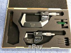 Mitutoyo Digital Micrometer Set 0-1 293-330-30 and 2-3 293-332-30 Digital IP65