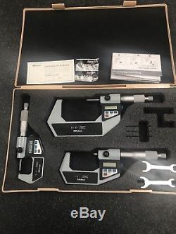 Mitutoyo Digital Micrometer Set 0-3 293-933-10 in great condition machinist mm