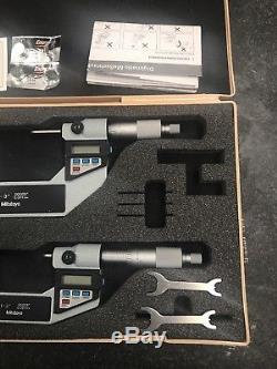 Mitutoyo Digital Micrometer Set 0-3 293-933-10 in great condition machinist mm