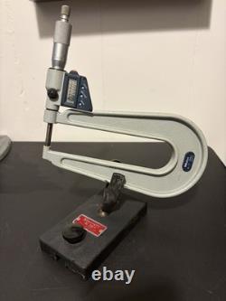 Mitutoyo Digital Sheet Metal Micrometer 0-1.00005 with Starrett No. 206 Stand