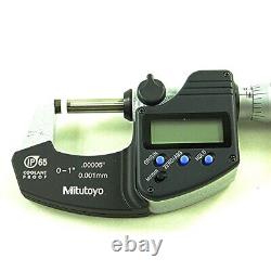 Mitutoyo IP65 Digital Outside Micrometer 0-1/0-25mm. 00005/. 001mm CoolantProof