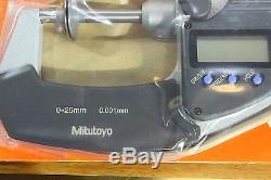 Mitutoyo LCD Digital Disk Disc Flange Non-Rotating Micrometer 0-25mm / 0.001mm