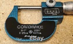 Mitutoyo No. 159-211 Combimike 0 to 1 and 0 mm to 25 mm outside micrometer