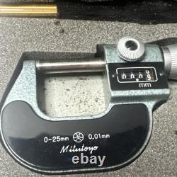 Mitutoyo No. 193-101 Digit Outside Micrometer Ratchet Stop 0-25mm Range 0.01mm