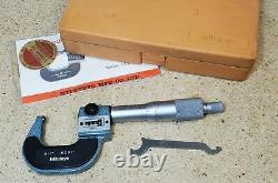 Mitutoyo No. 295-253 digital outside micrometer with rounded faces. 0001