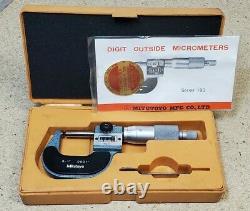 Mitutoyo No. 295-253 digital outside micrometer with rounded faces. 0001