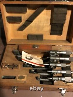 Mitutoyo Outside Micrometer Digit set Vintage dial Series 183 93-925 Wooden Case