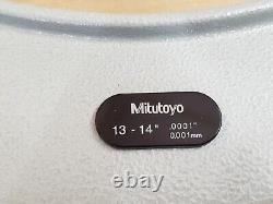 Mitutoyo Waterproof Digital Outside Micrometer 13-14 0.0001 + Setting Standard