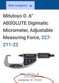 Mitutoyo adjustable force micrometer 227-211-22