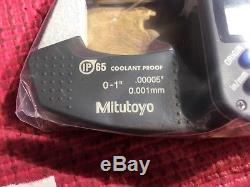 NEW MITUTOYO 0-1 Digital COOLANT PROOF IP65 Outside Micrometer. 00005 Grad