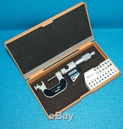 NICE MITUTOYO 0-1 DIGITAL THREAD MICROMETER with 6 PAIR of ANVILS 3.5-64 TPI