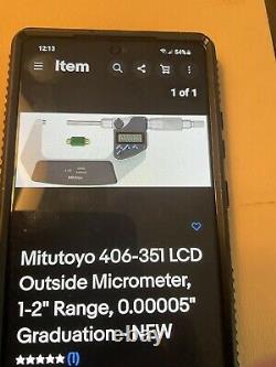 New Mitutoyo 406-351 LCD Digital Outside Micrometer 1-2