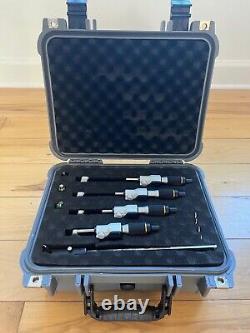 Set of 4 Mitutoyo Micrometers and Mitutoyo Caliper in Eylar Protective Case