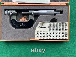 THREAD MICROMETER 0-1 MITUTOYO 126-137 with 6 Anvil Sets and Case