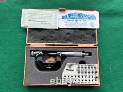 THREAD MICROMETER 0-1 MITUTOYO 126-137 with 6 Anvil Sets and Case