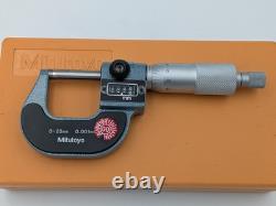 UNUSED MITUTOYO 193-111 0-25mm Digit Outside Micrometer With Case USA