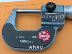 UNUSED MITUTOYO 193-111 0-25mm Digit Outside Micrometer With Case USA