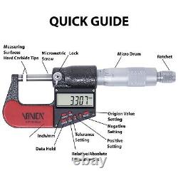 VINCA Digital Micrometer DMCA-0105 0-1/0-25mm 0.00005 /0.001mm Resolution T