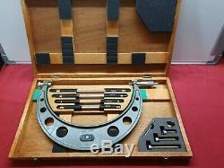 Vintage Mitutoyo 104-151 Outside Micrometre with 4 Interchangeable Anvils 8-12